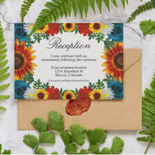 Backyard Summer Floral Empfang Begleitkarte