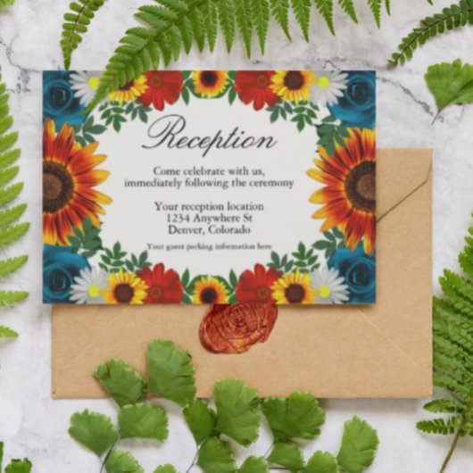 Backyard Summer Floral Empfang Begleitkarte