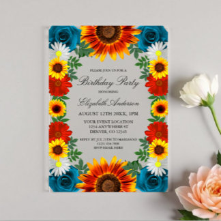 Backyard Summer Floral Geburtstag Acryleinladungen
