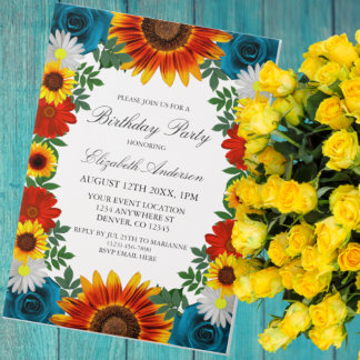 Backyard Summer Floral Geburtstag Pergament Einladungen