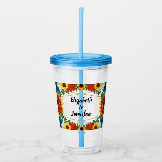 Backyard Summer Floral Geometric Acryltrinkbecher (Vorderseite)