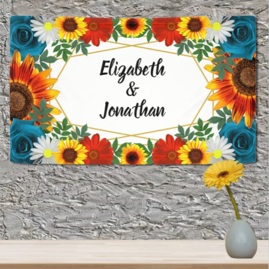 Backyard Summer Floral Geometric Banner