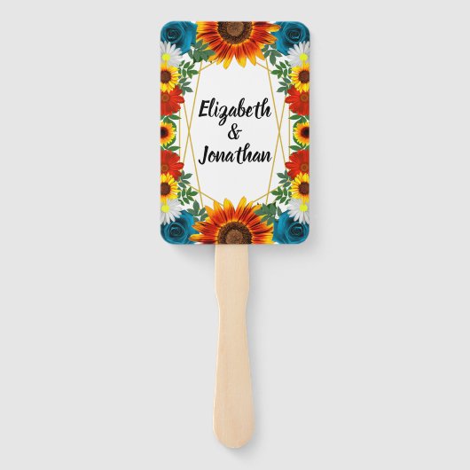 Backyard Summer Floral Geometric Fächer (Rückseite)