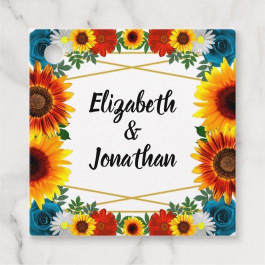 Backyard Summer Floral Geometric Geschenkanhänger (Vorderseite)