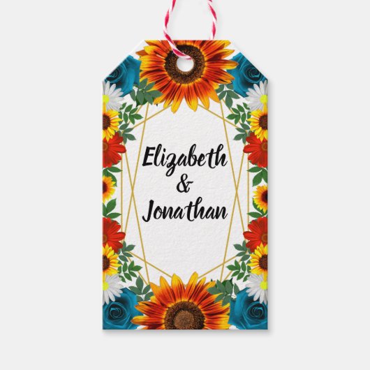 Backyard Summer Floral Geometric Geschenkanhänger (Vorderseite)