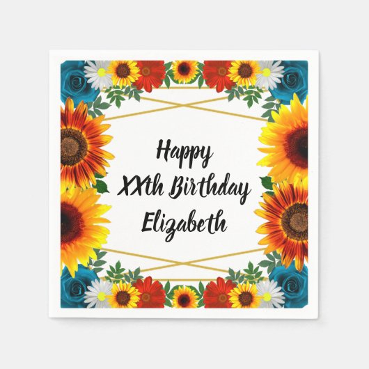 Backyard Summer Floral Geometric Napkins Serviette (Vorderseite)