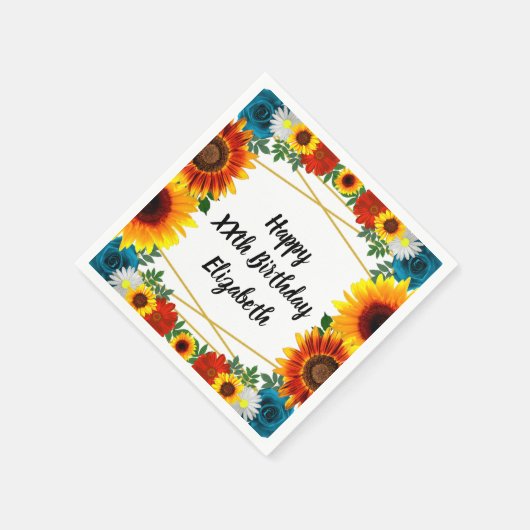 Backyard Summer Floral Geometric Napkins Serviette (Ecke)