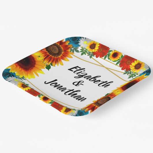 Backyard Summer Floral Geometric Pappteller (Gewinkelt)