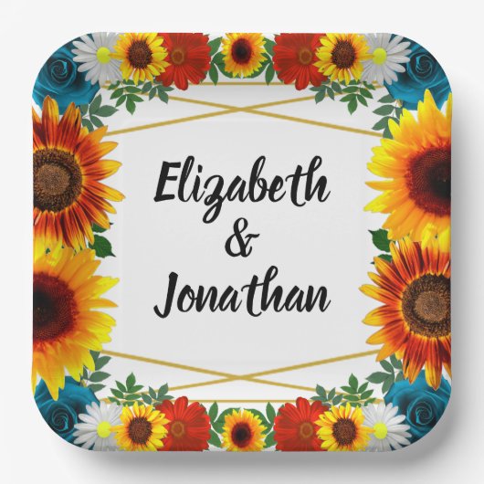 Backyard Summer Floral Geometric Pappteller (Vorderseite)