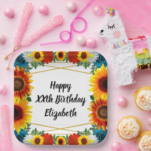 Backyard Summer Floral Geometric Pappteller (Party)