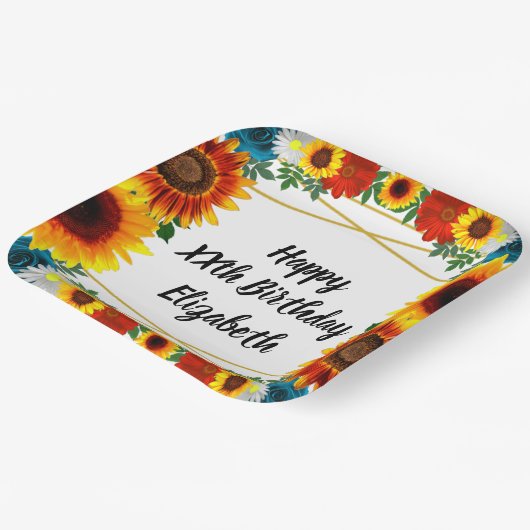 Backyard Summer Floral Geometric Pappteller (Gewinkelt)