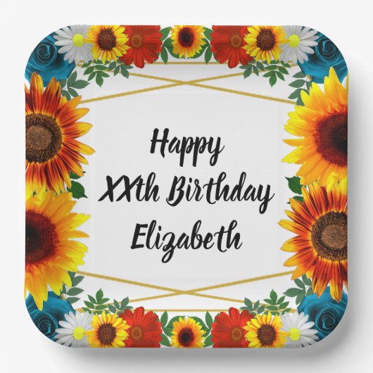 Backyard Summer Floral Geometric Pappteller (Vorderseite)