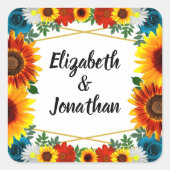 Backyard Summer Floral Geometric Quadratischer Aufkleber (Vorderseite)