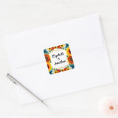 Backyard Summer Floral Geometric Quadratischer Aufkleber (Umschlag)
