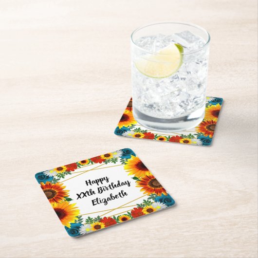 Backyard Summer Floral Geometric Rechteckiger Pappuntersetzer (Vor Ort)