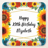 Backyard Summer Floral Geometric Rechteckiger Pappuntersetzer (Vorderseite)