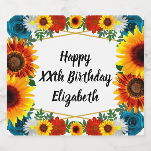 Backyard Summer Floral Geometric Schaumweinetikett (Einzelnes Label)