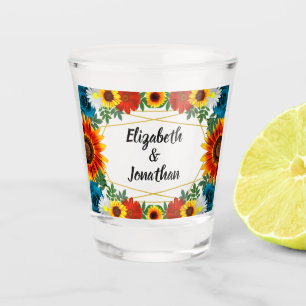Backyard Summer Floral Geometric Schnapsglas