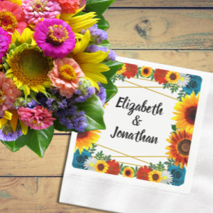 Backyard Summer Floral Geometric Serviette