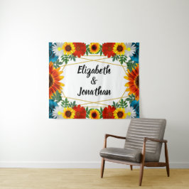 Backyard Summer Floral Geometric Wandteppich