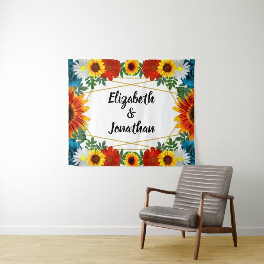 Backyard Summer Floral Geometric Wandteppich (Beispiel (Horizontal))