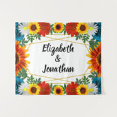 Backyard Summer Floral Geometric Wandteppich (Vorderseite (Horizontal))