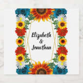 Backyard Summer Floral Geometric Wedding Bierflaschenetikett (Einzelnes Label)