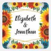 Backyard Summer Floral Geometric Wedding Quadratischer Aufkleber (Vorderseite)