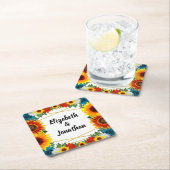 Backyard Summer Floral Geometric Wedding Rechteckiger Pappuntersetzer (Vor Ort)