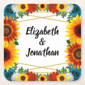 Backyard Summer Floral Geometric Wedding Rechteckiger Pappuntersetzer (Vorderseite)