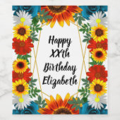 Backyard Summer Floral Geometric Weinetikett (Einzelnes Label)