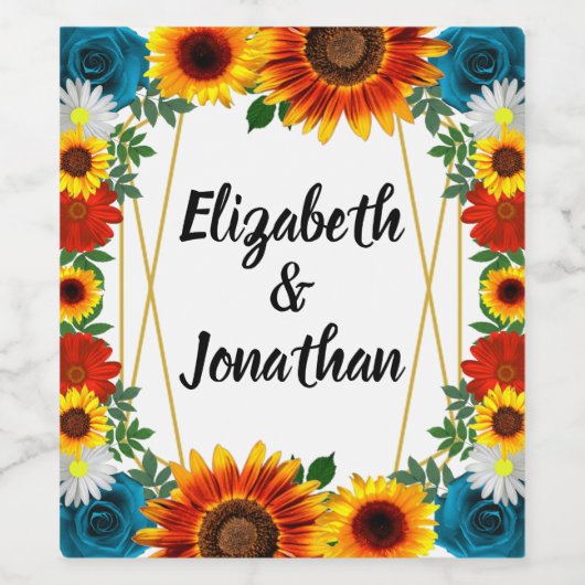 Backyard Summer Floral Geometric Weinetikett (Einzelnes Label)