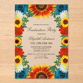 Backyard Summer Floral Graduation Party Acryleinladungen