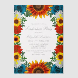 Backyard Summer Floral Graduation Party Pergament Einladungen