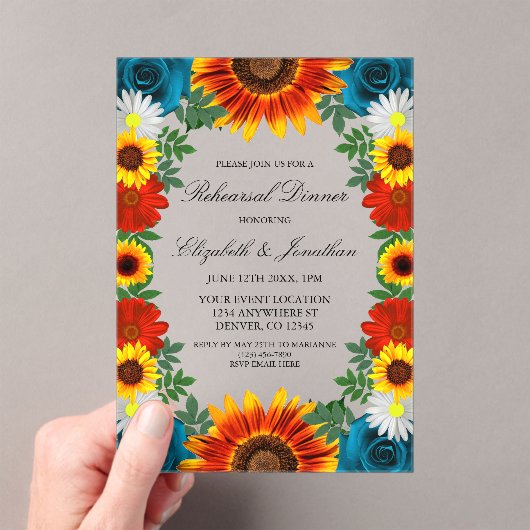 Backyard Summer Floral Probe Dinner Acryleinladungen (Insitu (Handheld))