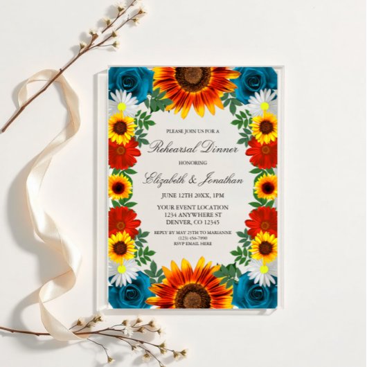 Backyard Summer Floral Probe Dinner Acryleinladungen
