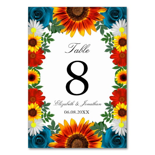 Backyard Summer Floral Tischnummer (Vorderseite)