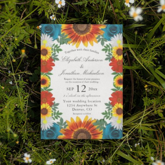 Backyard Summer Floral Wedding Einladung