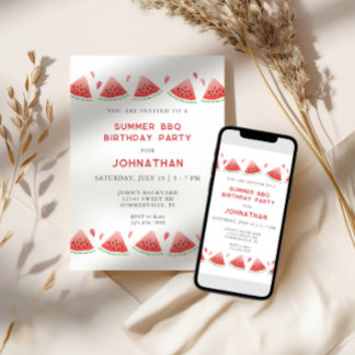 Backyard Summer GRILLEN Birthday Party Einladung