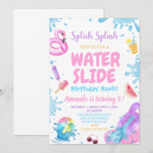 Backyard Water Slide Splash Birthday Party Einladung (Vorne/Hinten)
