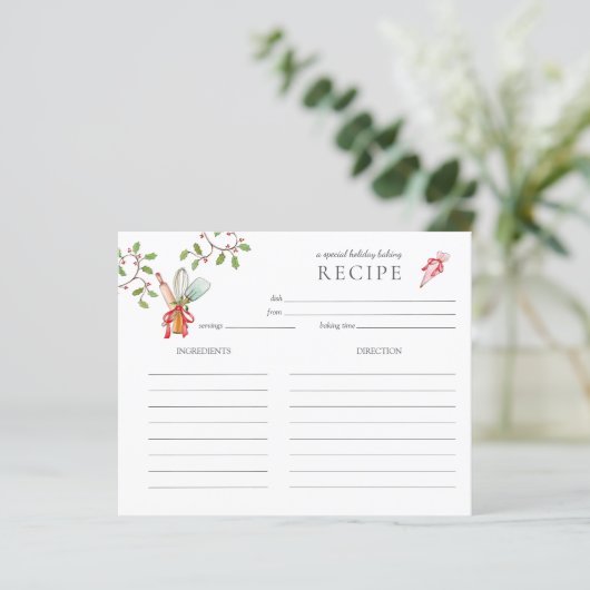 Backzubehör für Ferien Rezept Karte (Stehend Vorderseite)