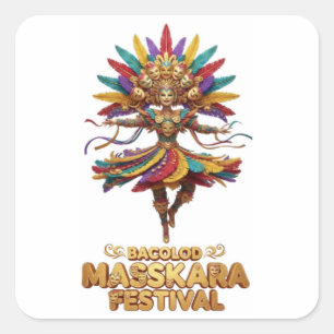 BACOLOD MASKENFESTIVAL QUADRATISCHER AUFKLEBER