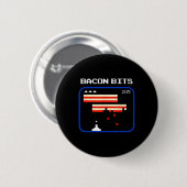 Bacon 8-Bit Video Game Player Retro Nerd Geek Button (Vorne & Hinten)