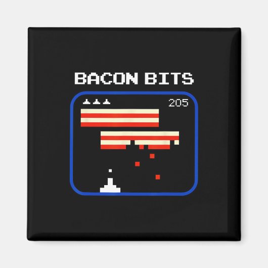 Bacon 8-Bit Video Game Player Retro Nerd Geek Magnet (Vorne)