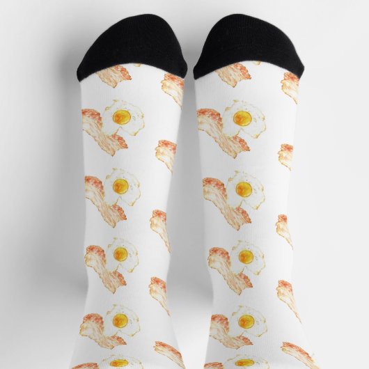 Bacon and Egge Frühstück Lover Wasserfarbe Socken (Oben)