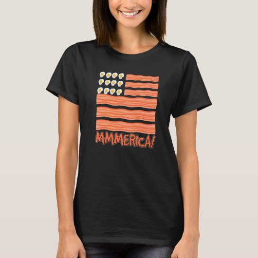 Bacon and Eggs American Flag Bauern T-Shirt (Vorderseite)