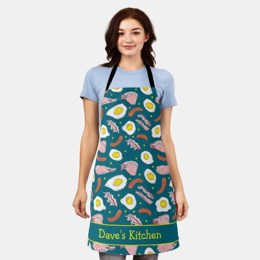 Bacon and Eggs Frühstücksbuffet Gemustert Schürze (Getragen)