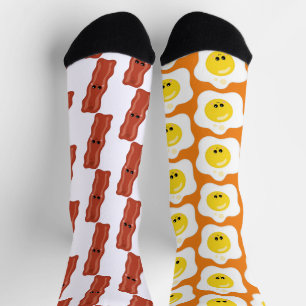Bacon and Eggs Fun Mismatch Socken