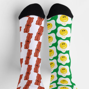 Bacon and Eggs Fun Mismatch Socken