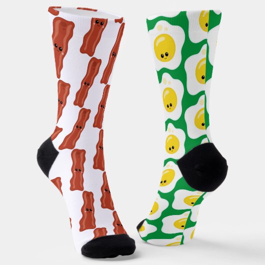 Bacon and Eggs Fun Mismatch Socken (Gewinkelt)